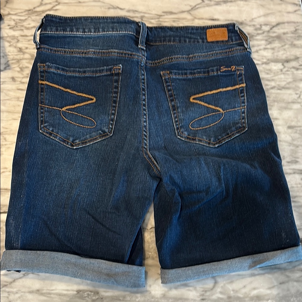 Seven7 Dark Blue Denim Shorts Size 6 - Picture 3 of 4